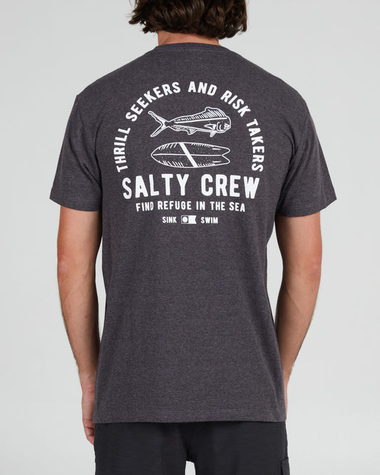 Salty crew T-SHIRTS S/S LATERAL LINE STANDARD S/S TEE - Charcoal Heather in Charcoal Heather