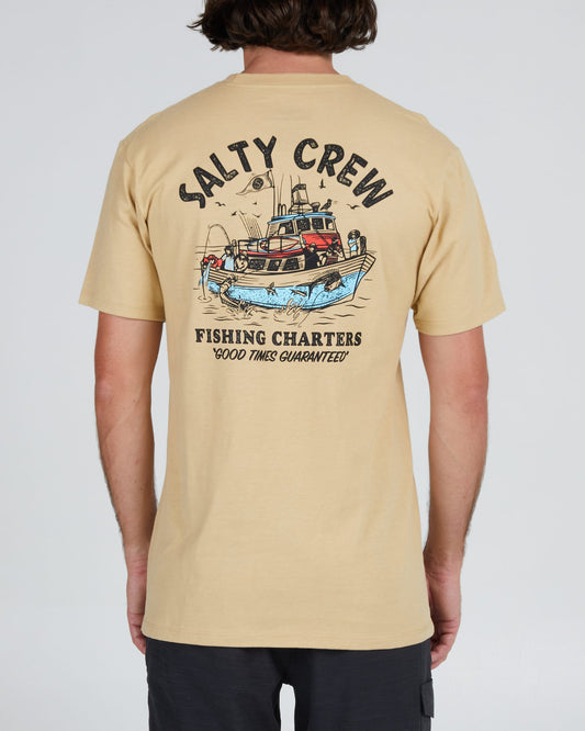 Salty crew T-SHIRT S/S CHARTER DI PESCA PREM S/S TEE - Cammello in cammello