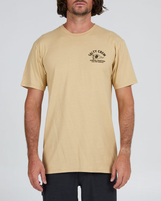 Salty Crew Men - Fishing Charters Prem S/S Tee - Camel