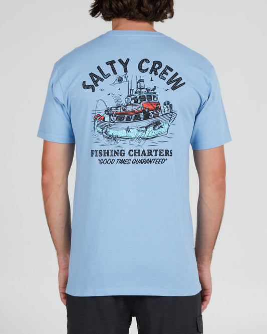 Salty crew T-SHIRTS S/S FISHING CHARTERS PREM S/S TEE - Marine Blue in Marine Blue