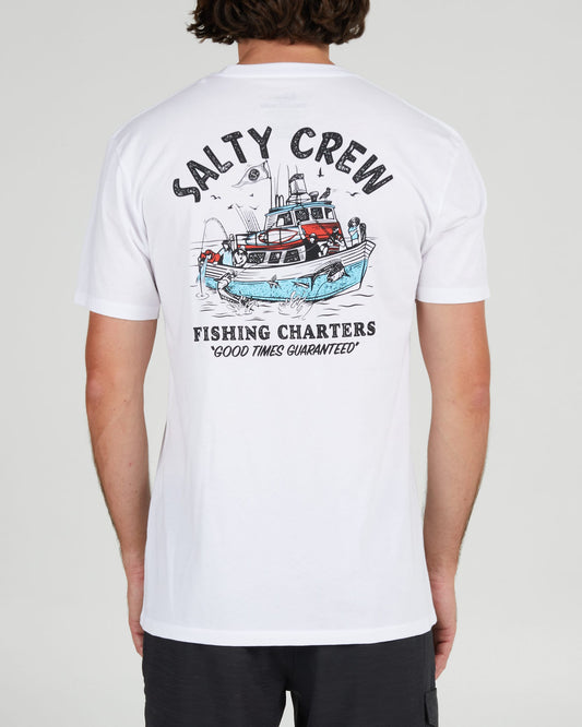Salty crew T-SHIRTS S/S FISHING CHARTERS PREM S/S TEE - White en White