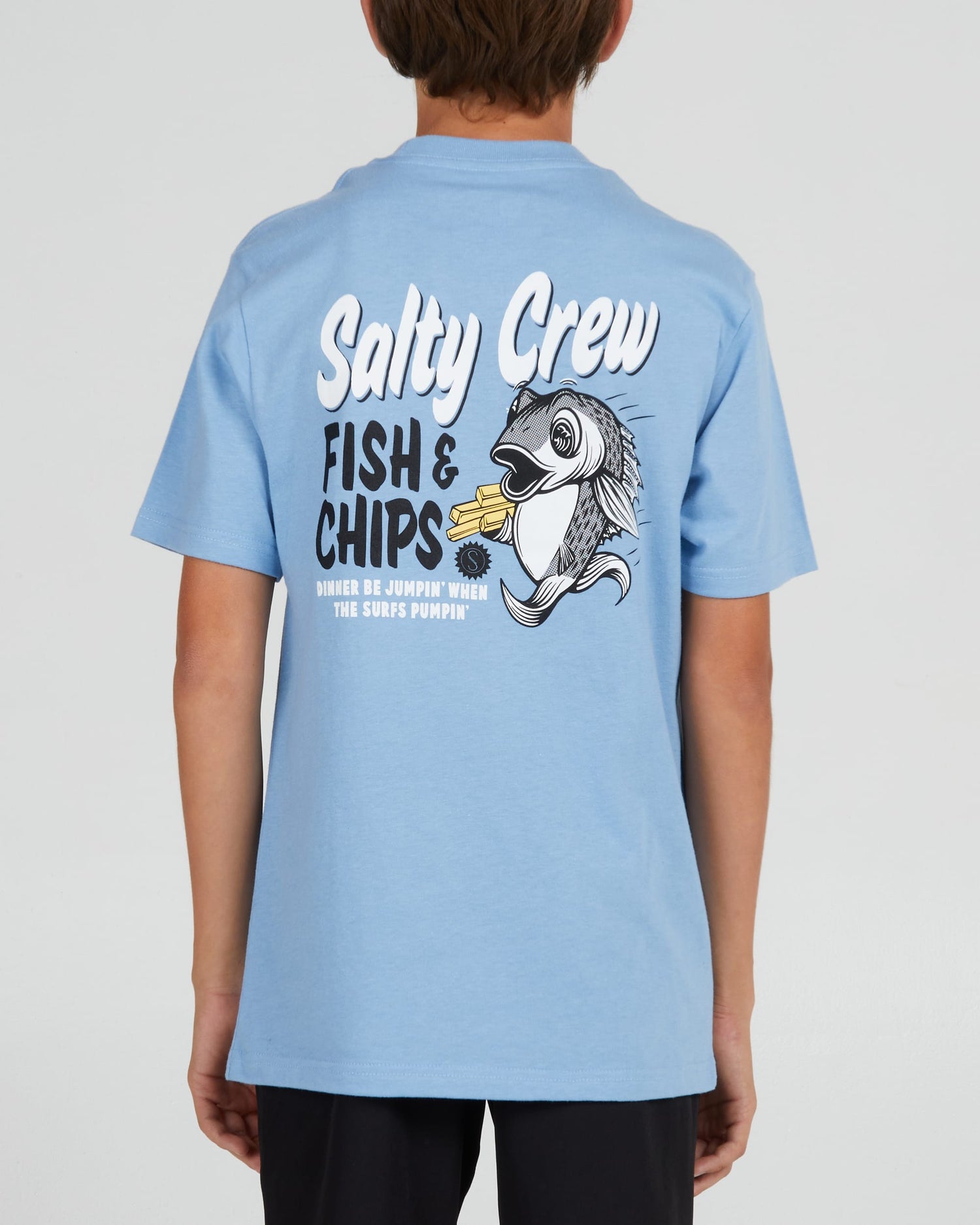 Salty crew T-SHIRTS S/S FISH AND CHIPS BOYS S/S TEE - Marine Blue in Marine Blue