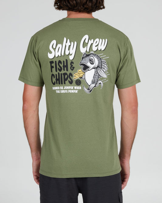 Salty crew T-SHIRT S/S FISH AND CHIPS PREMIUM S/S TEE - Verde salvia in Verde salvia