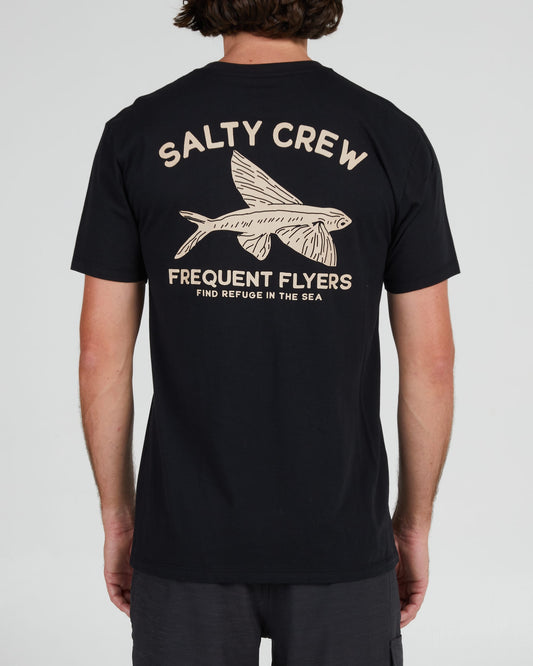 Salty crew T-SHIRTS S/S PASSAGEIRO FREQUENTE PREMIUM S/S TEE - Black em Black