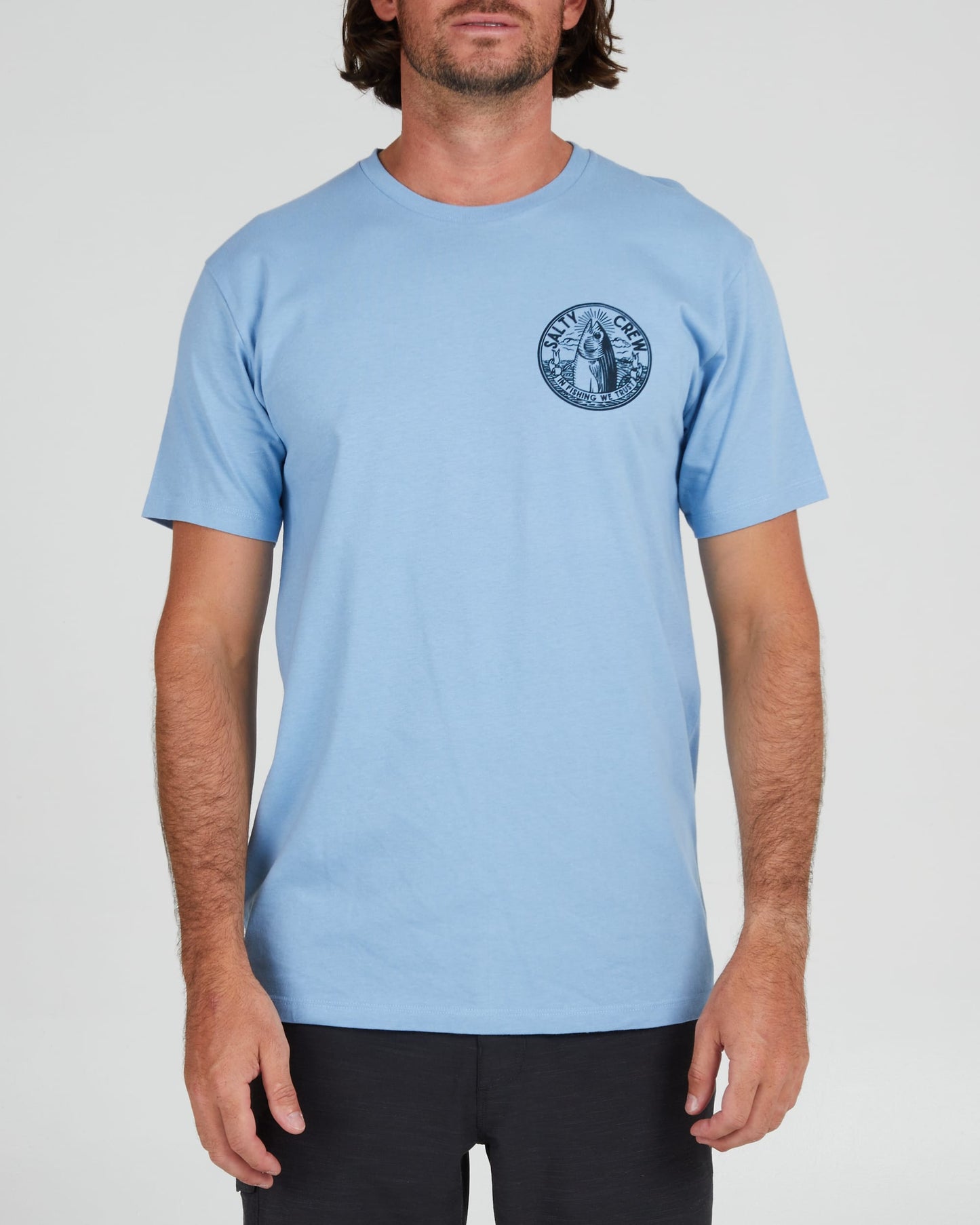 Salty crew T-SHIRTS S/S IN FISHING WE TRUST S/S TEE - Marine Blue in Marine Blue