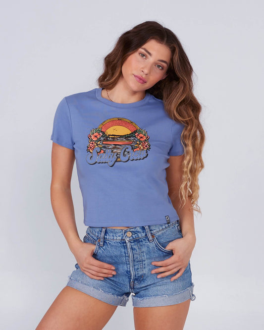 Salty Crew Womens - On Vacation Baby Tee  - Blue Dusk
