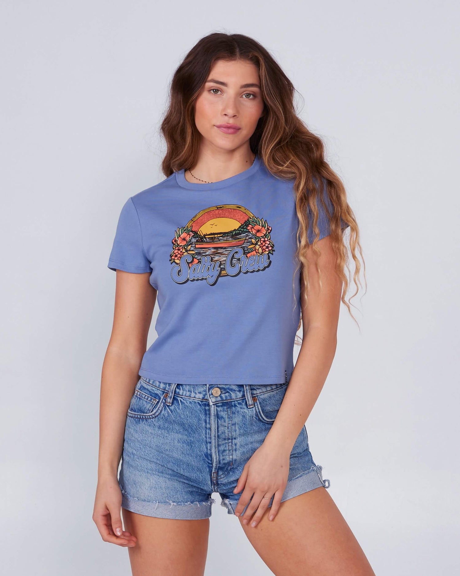 Salty Crew Womens - On Vacation Baby Tee  - Blue Dusk