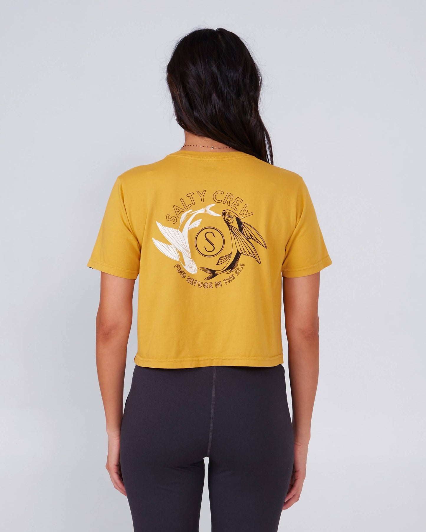 Salty Crew Womens - Fin And Yang Crop Tee - Baked Yellow