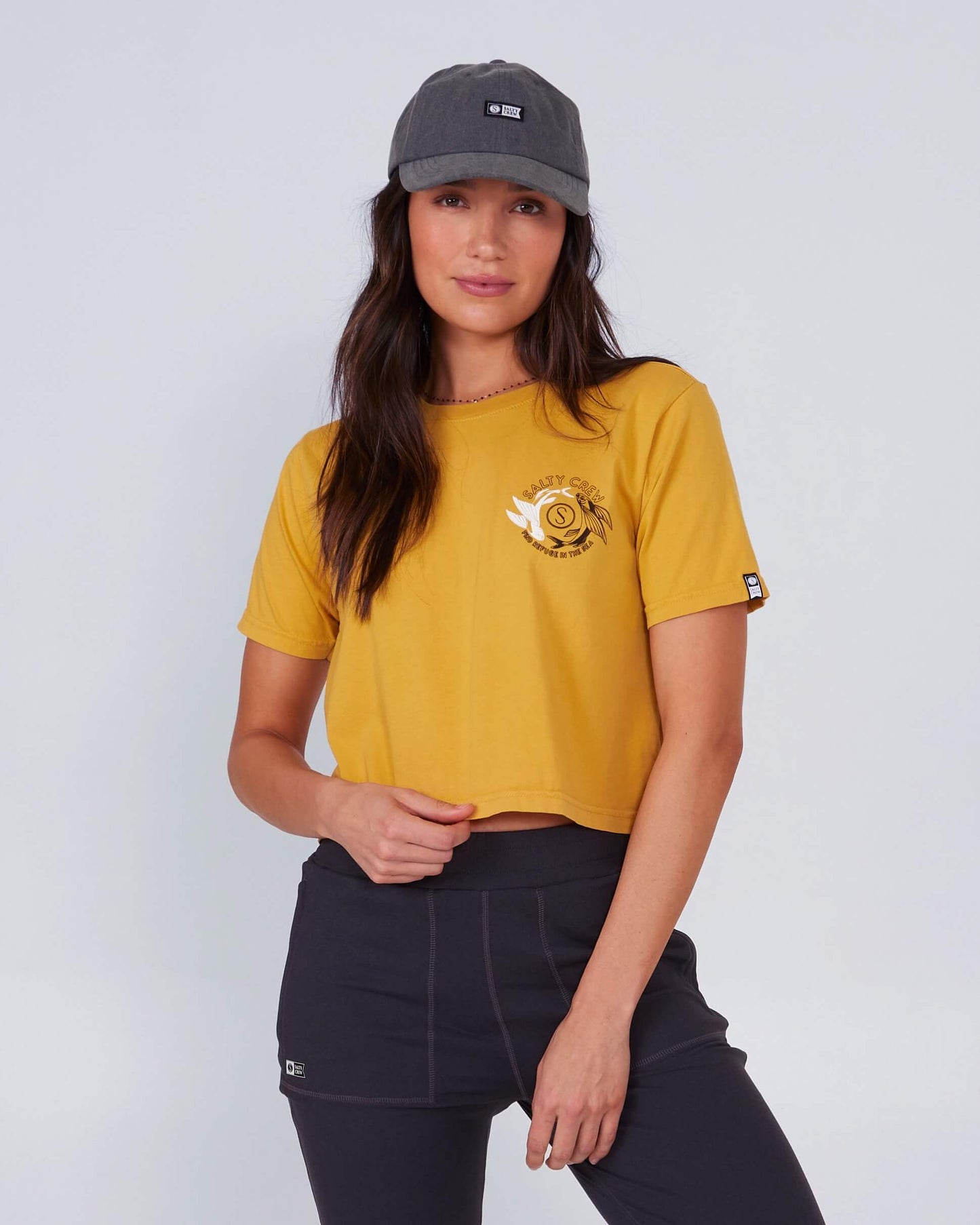 Salty Crew Womens - Fin And Yang Crop Tee - Baked Yellow