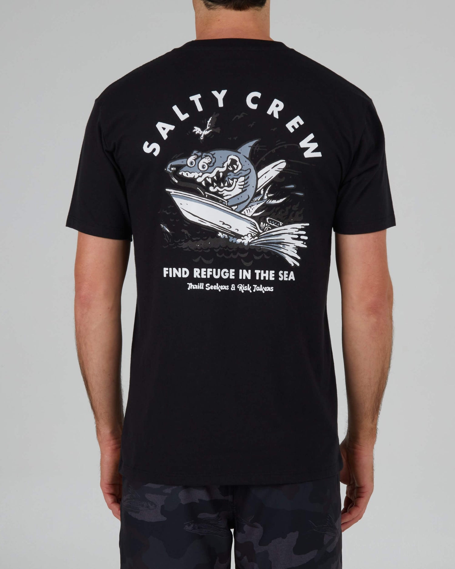 Salty crew T-SHIRTS S/S Hot Rod Shark Premium S/S Tee - Black in Black