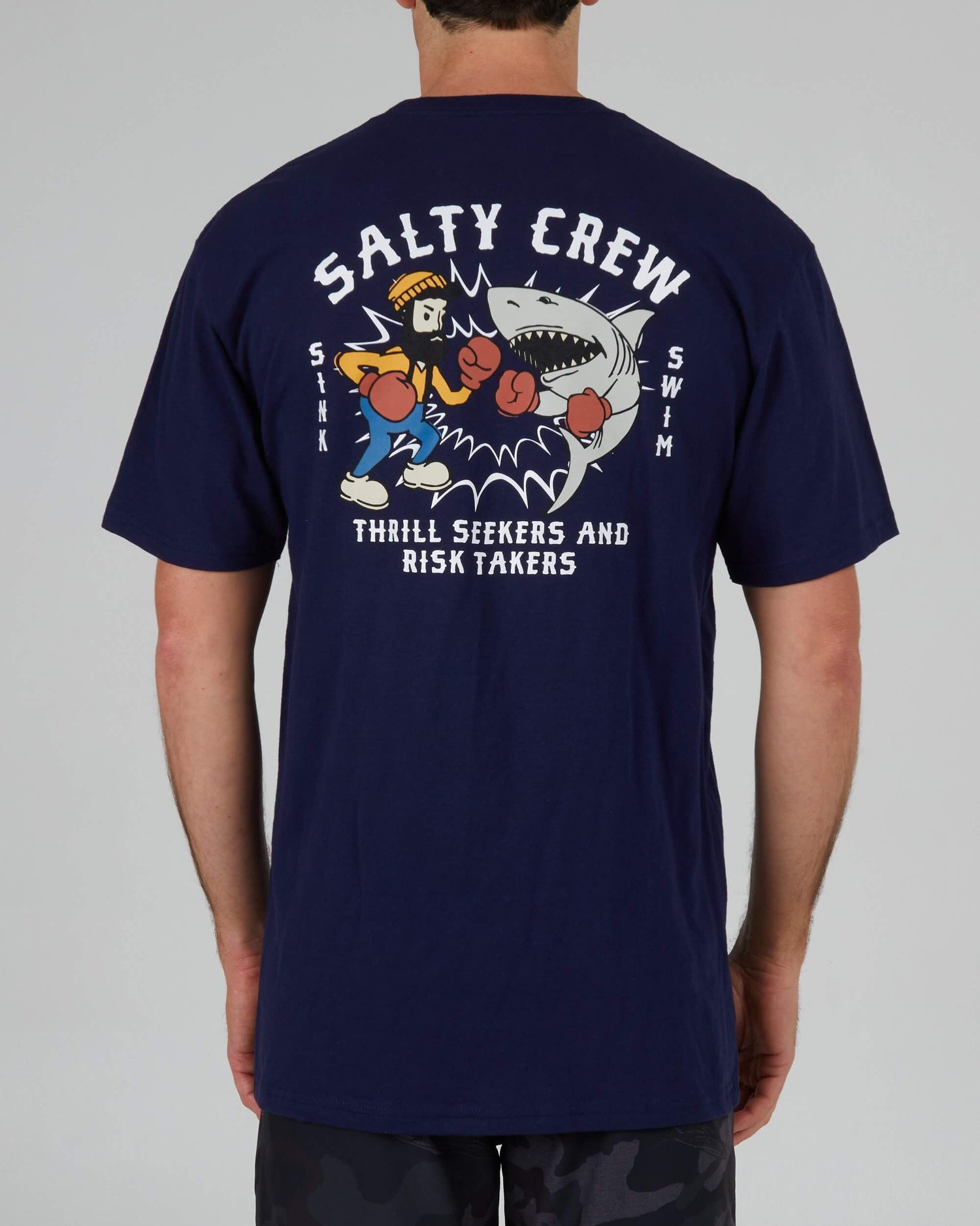 Salty crew T-SHIRTS S/S Fish Fight Standard S/S Tee - Navy in Navy
