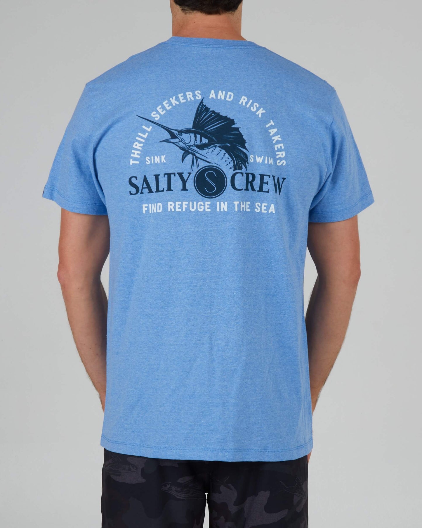 Salty crew T-SHIRTS S/S Yacht Club Standard S/S Tee - Light Blue Heather in LIGHT BLUE HEATHER