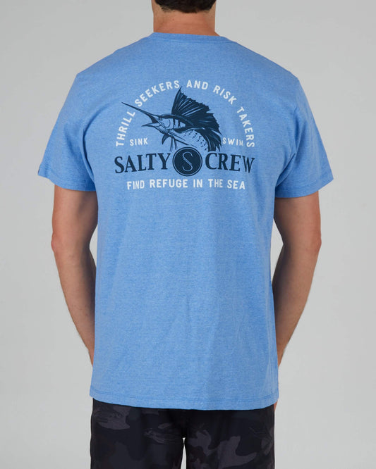 Salty Crew Heren - Yacht Club Standaard S/S Tee - Licht Blue Heather