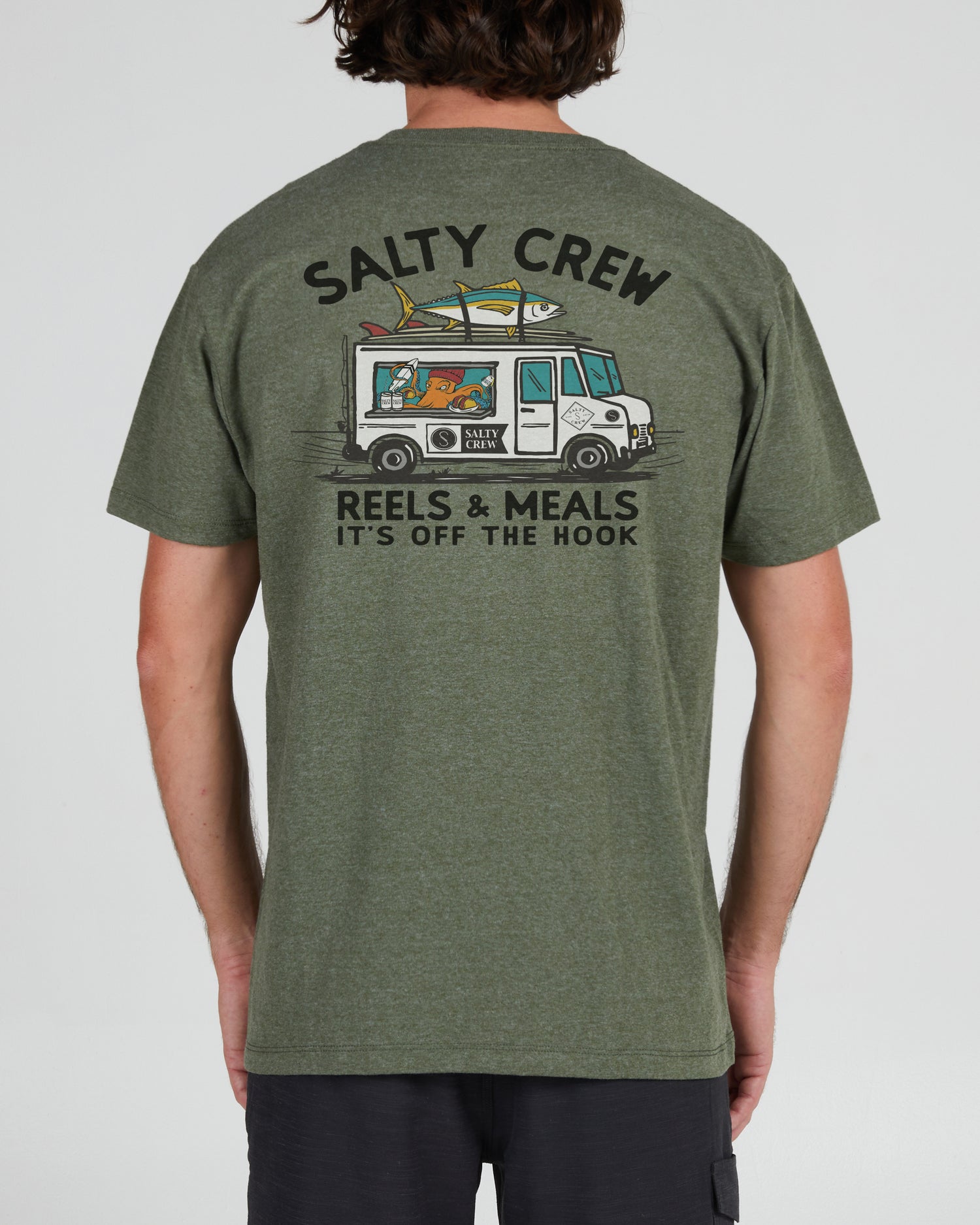 Salty Crew Reels And Meals Premium T-Shirt, Green, Men, S