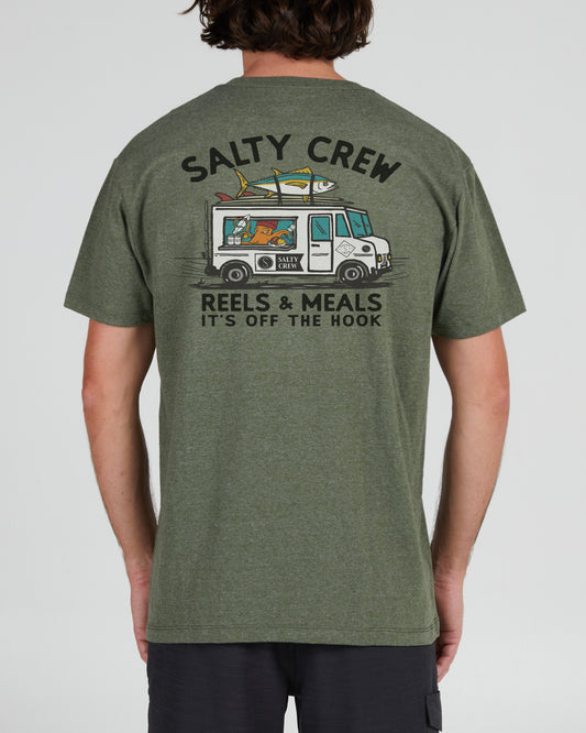Salty Crew Hombres - Carretes y Comidas Premium S/S Tee - Forest Heather
