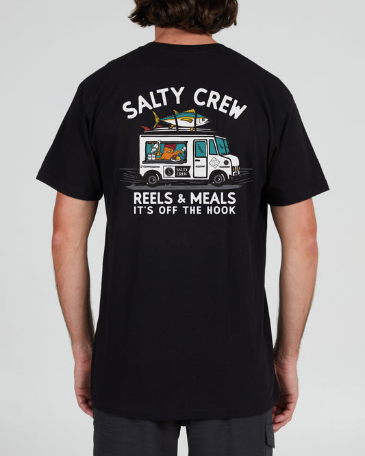 Salty Crew Hombres - Carretes y Comidas Premium S/S Tee - Black