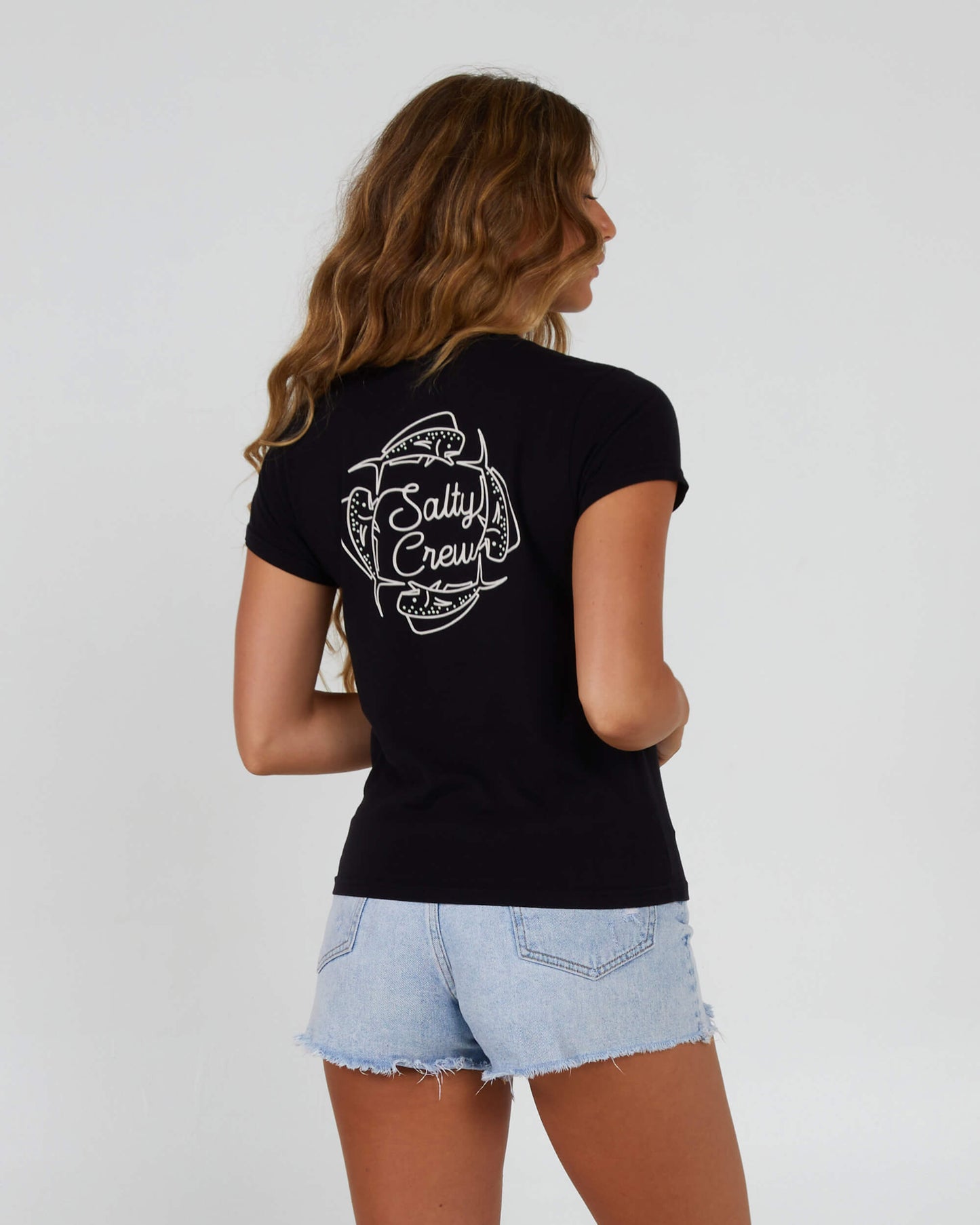 Salty Crew Mulher - Desenhado em círculos Moderno Tee - Black