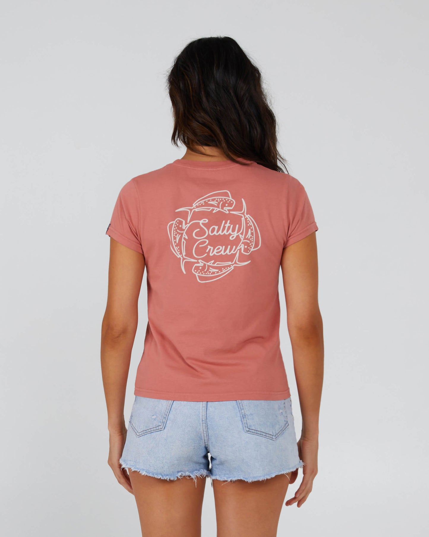 Salty Crew Mulher - Desenhado em círculos Moderno Tee - Terracota