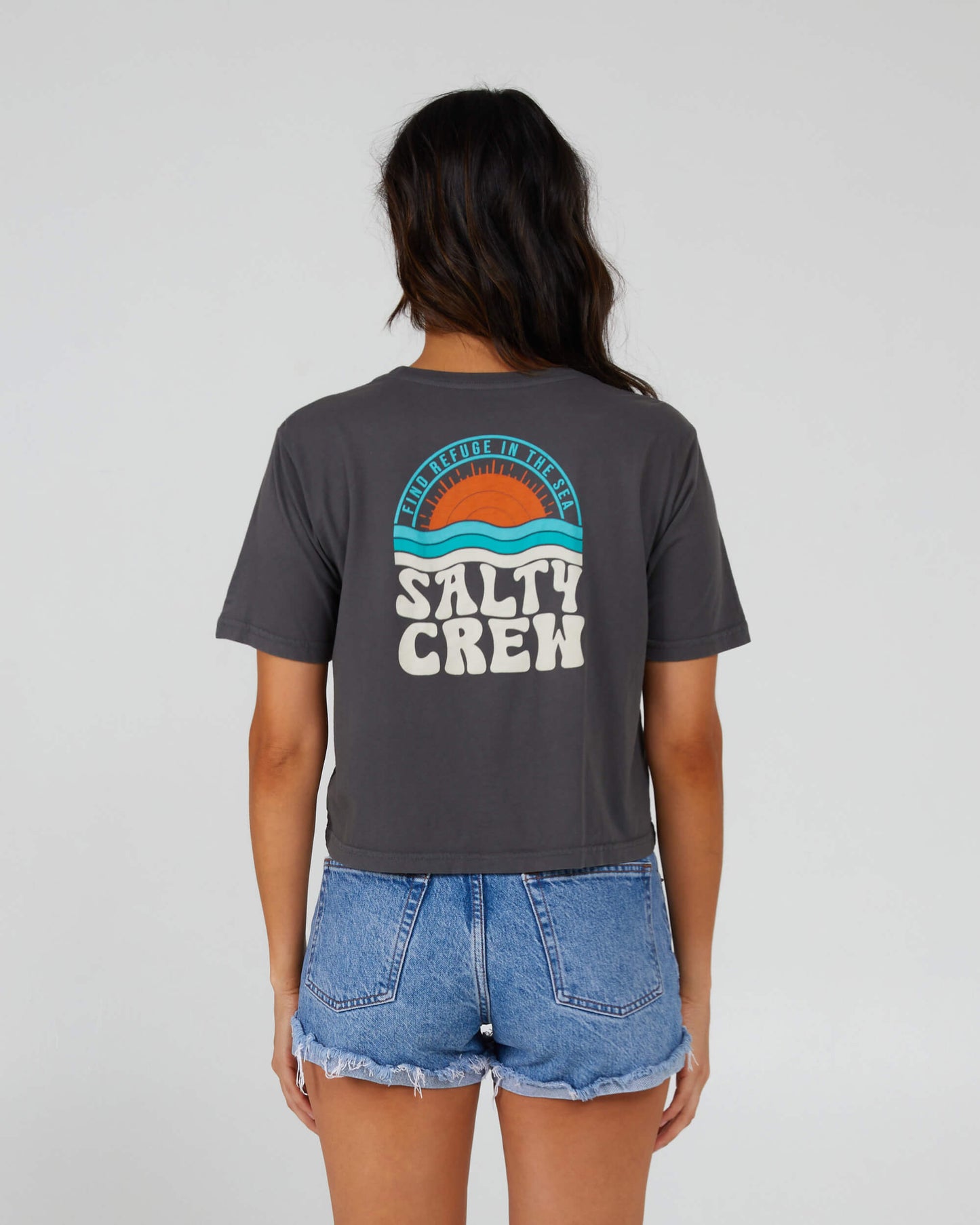 Salty Crew Donna - Crop Sundown Tee - Charcoal