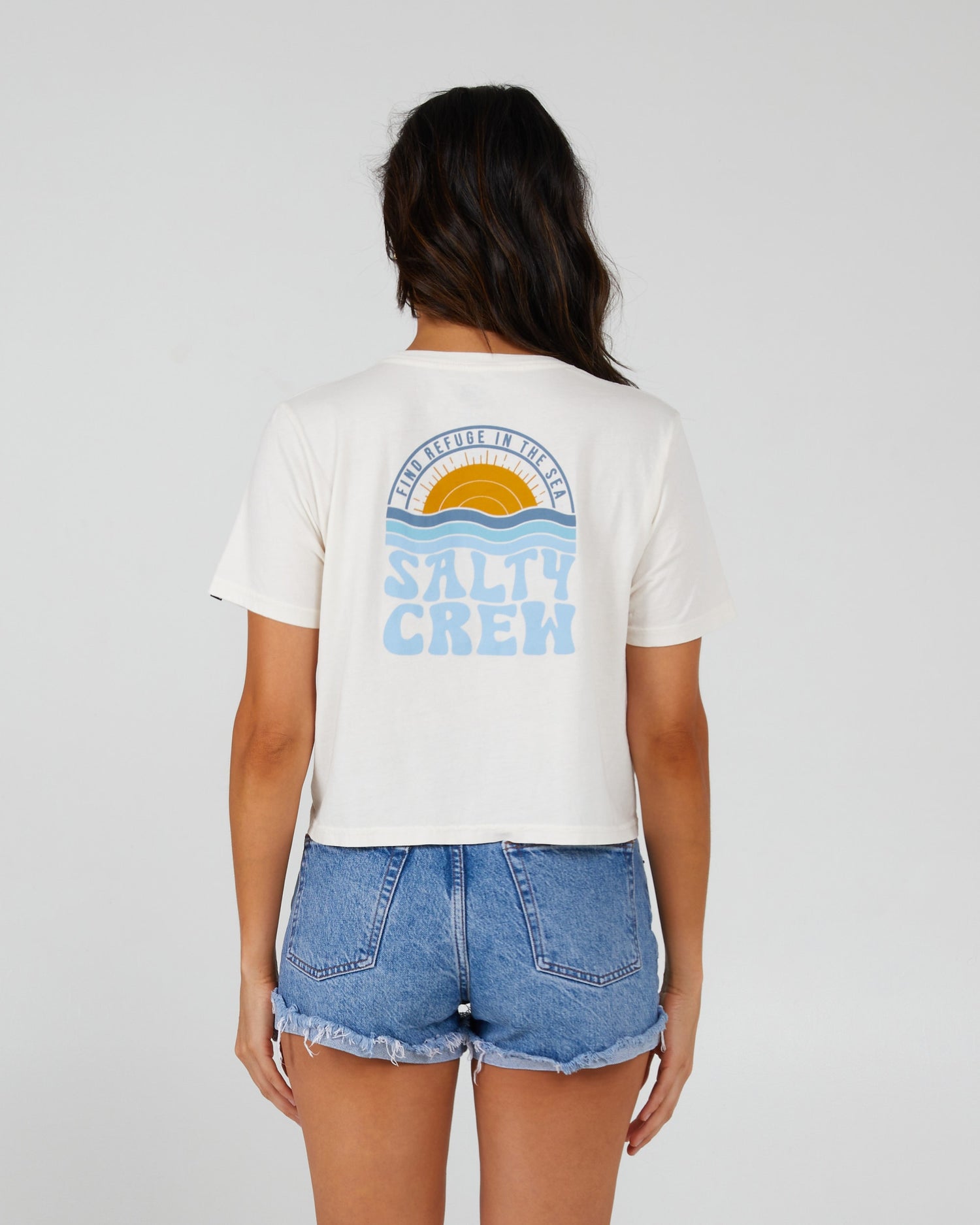 Salty Crew Dames - Sundown Crop Tee - Uit White