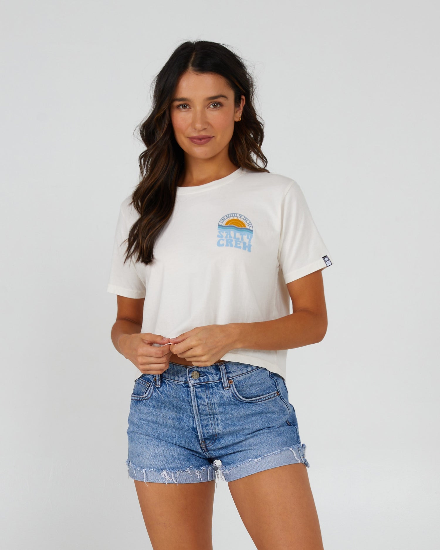 Salty Crew Mulher - Sundown Crop Tee - Fora White