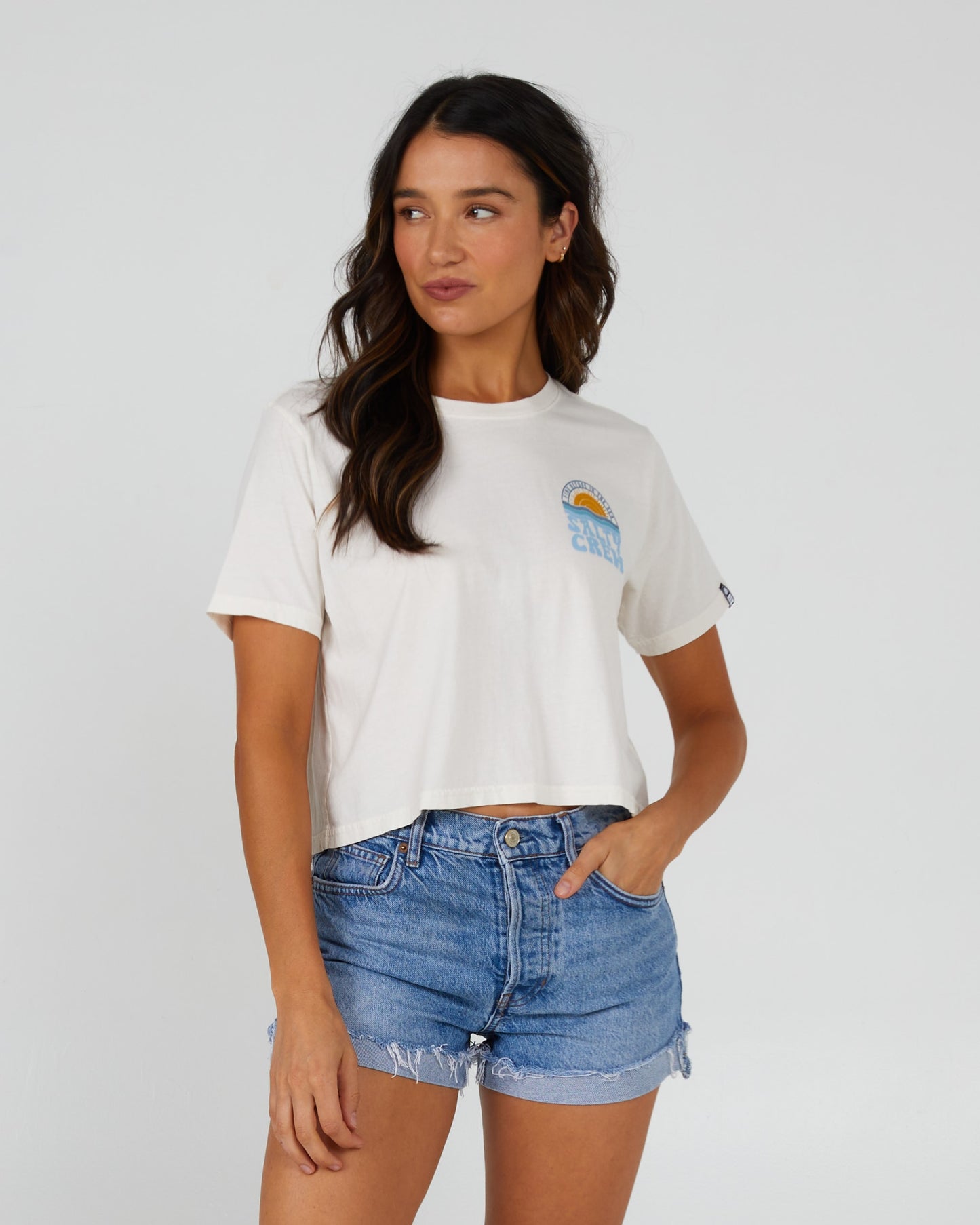 Salty Crew Womens - Sundown Crop Tee - Off White