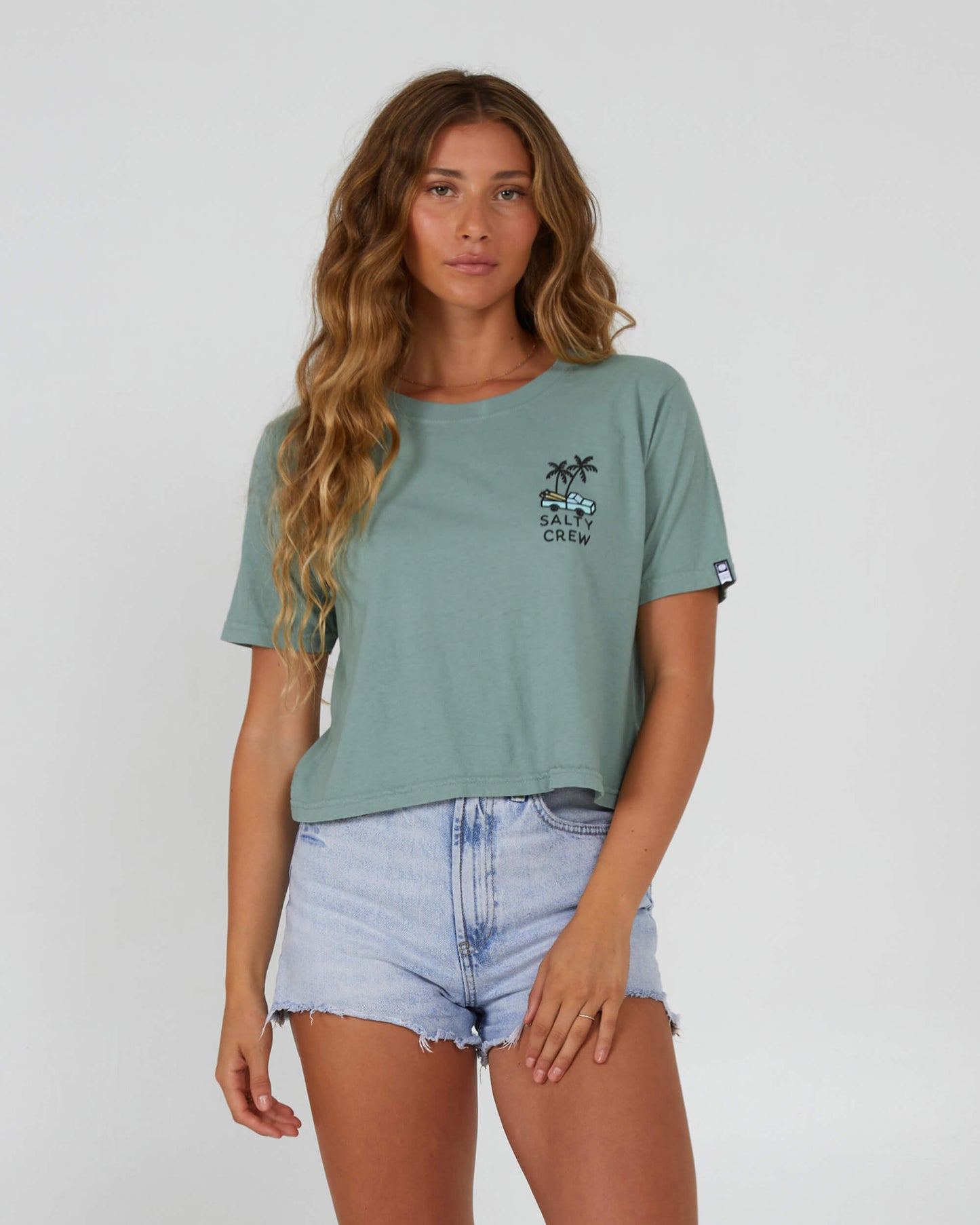 Salty Crew Womens - Lookout Crop Tee - Sage