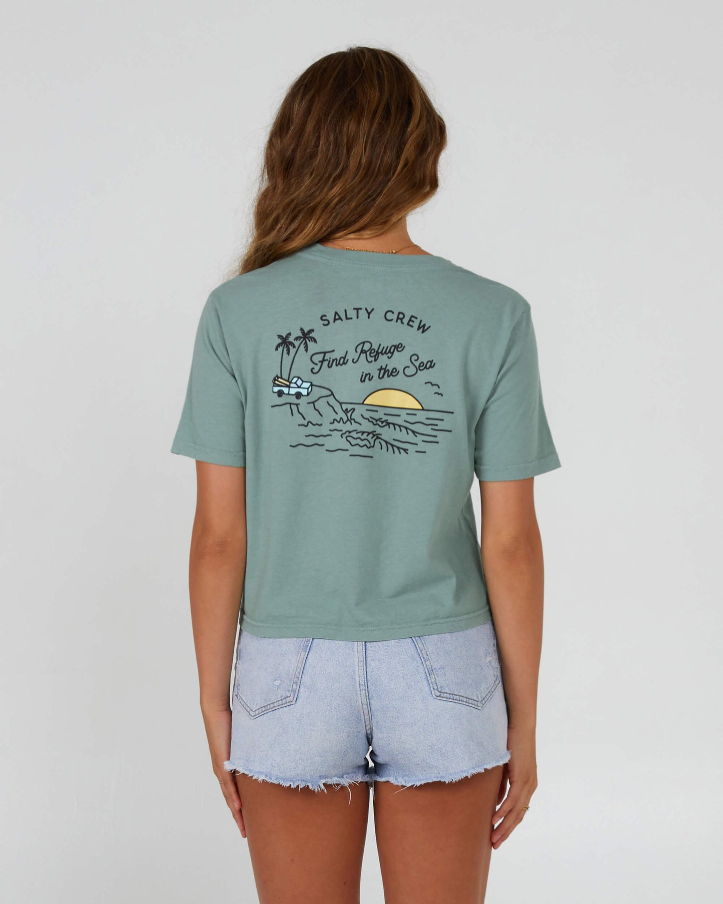 Salty Crew Mulher - Lookout Crop Tee - Sálvia