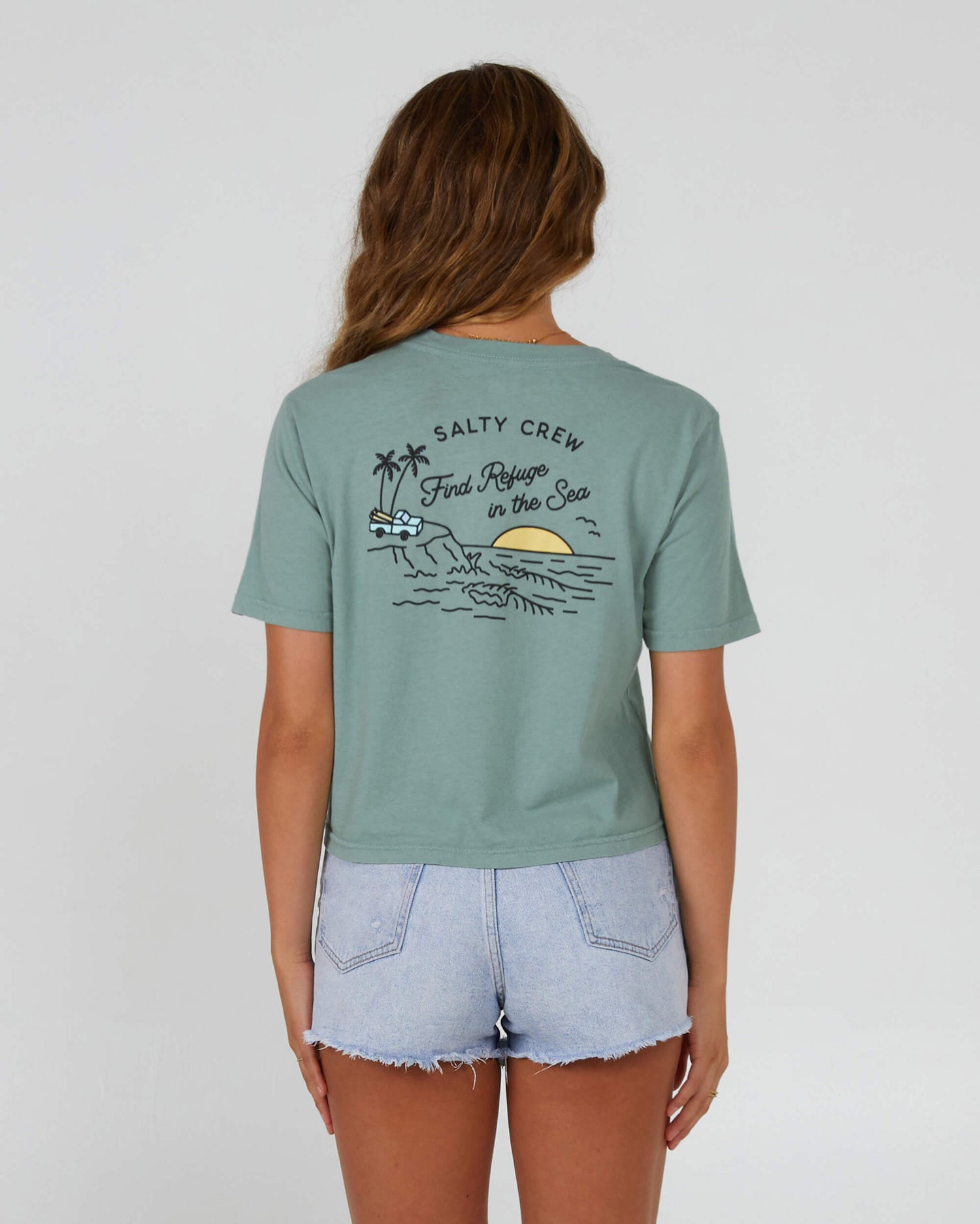 Salty Crew Dames - Lookout Crop Tee - Salie