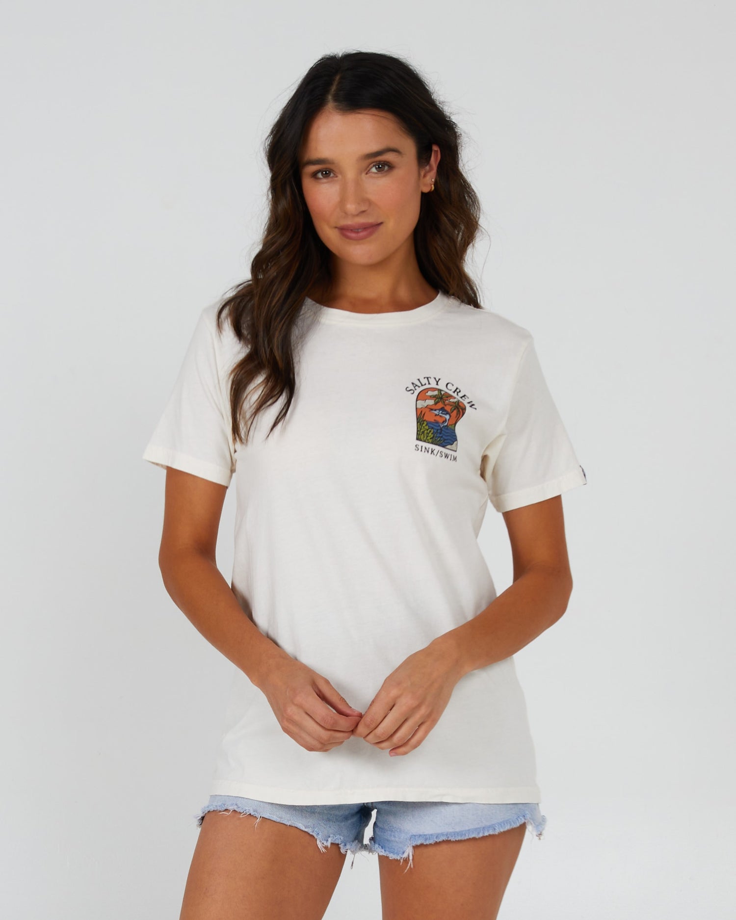 Salty Crew Mulher - Sail Away Boyfriend Tee - Fora White