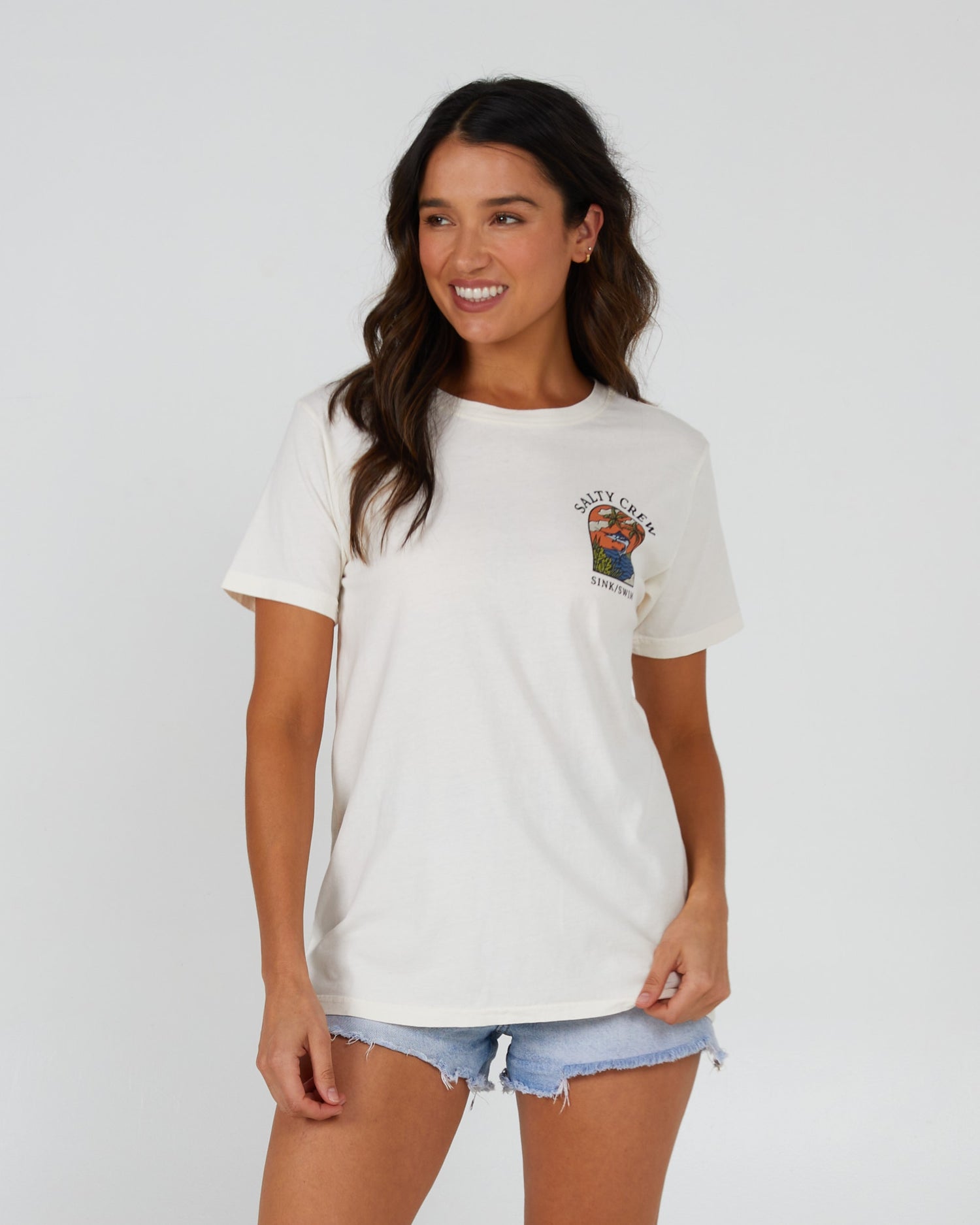 Salty Crew Mulher - Sail Away Boyfriend Tee - Fora White