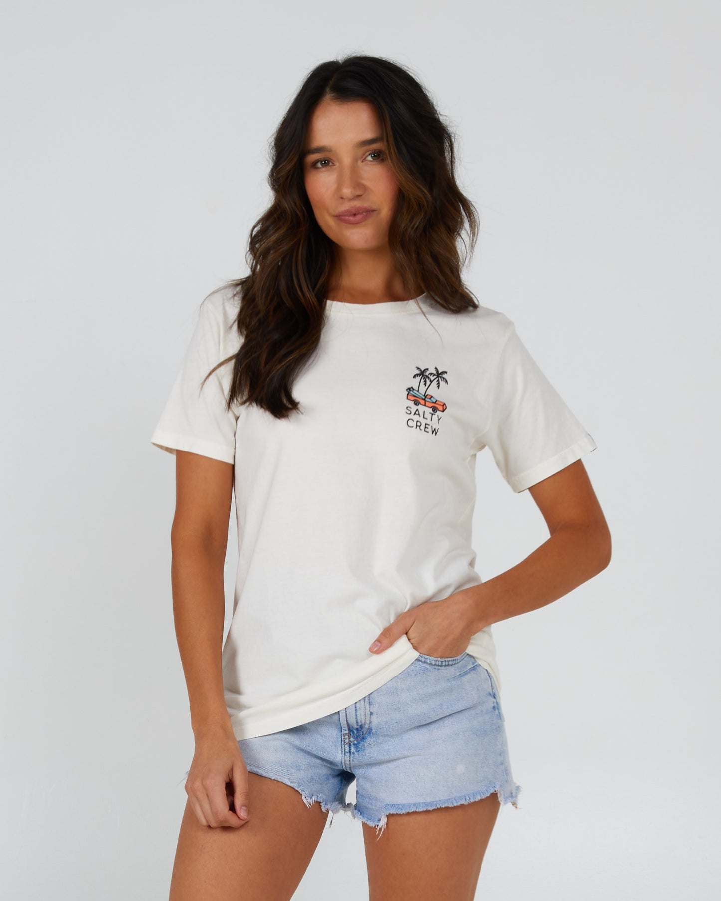 Salty Crew Mulher - Lookout Boyfriend Tee - Fora White