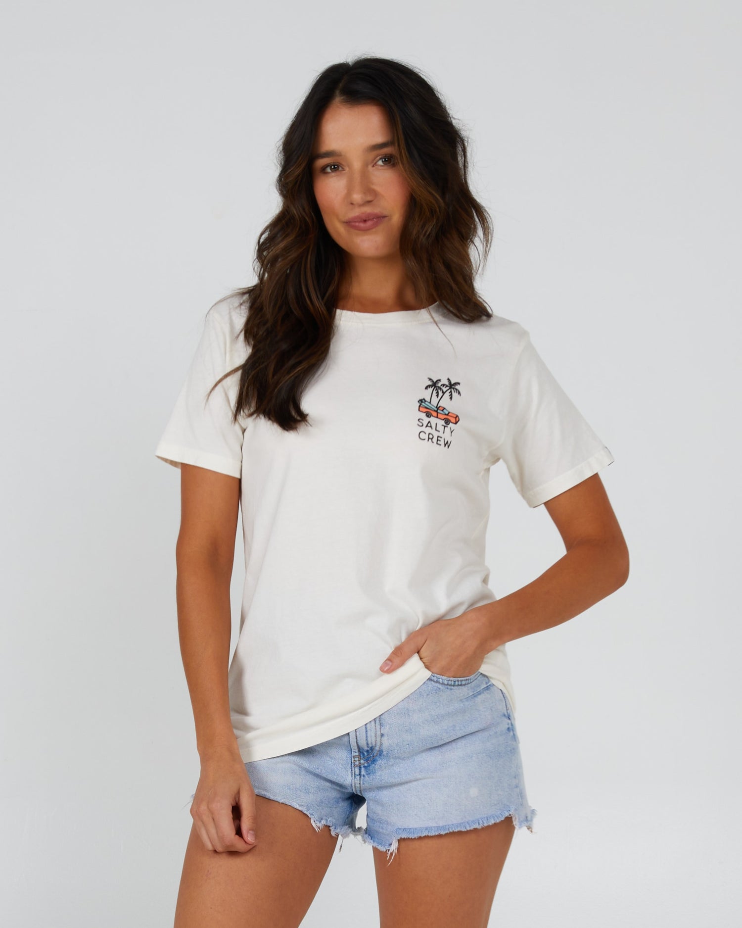 Salty Crew Dames - Lookout Boyfriend Tee - Uit White