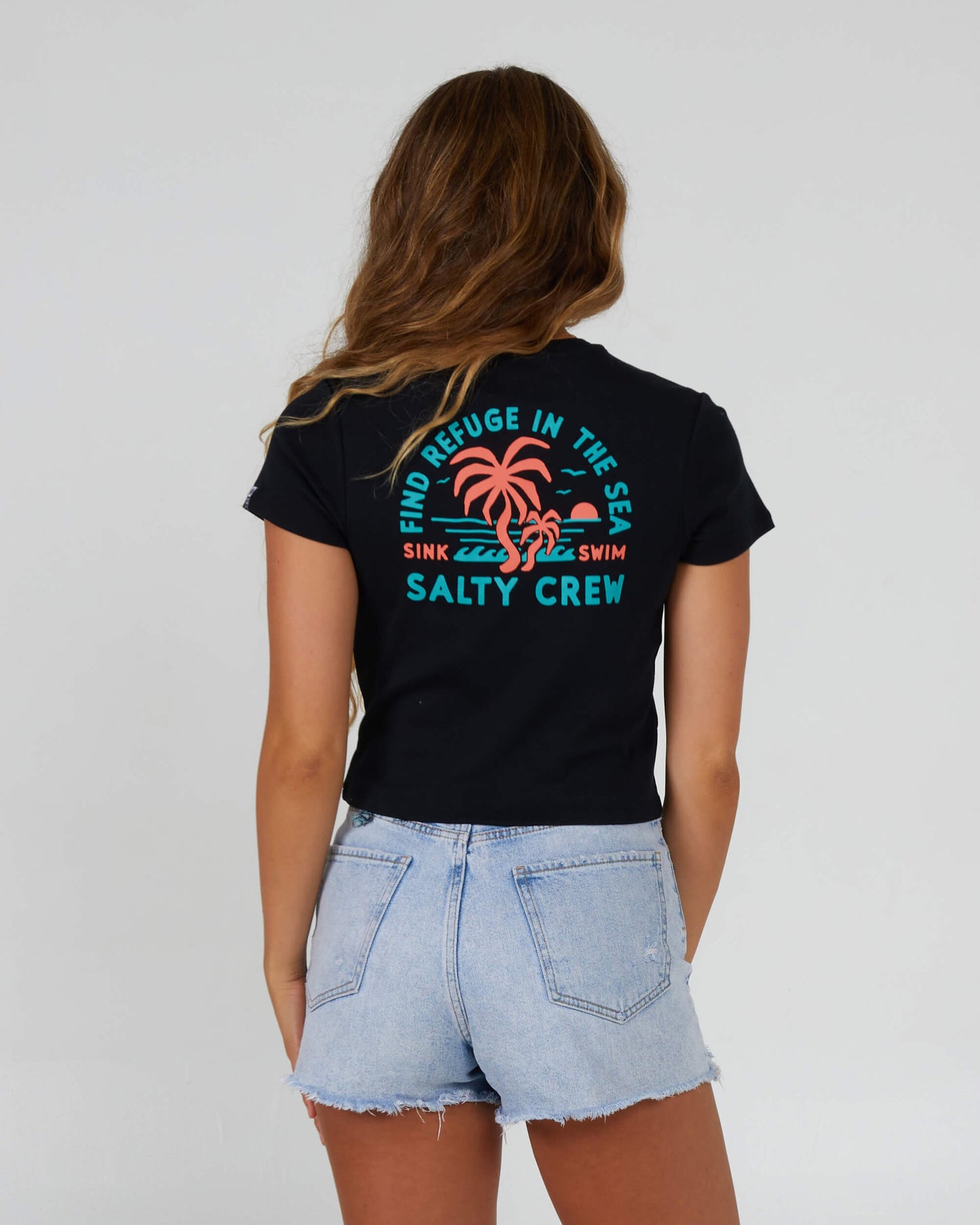 Salty Crew Dames - Goede Tijden Baby Tee  - Black