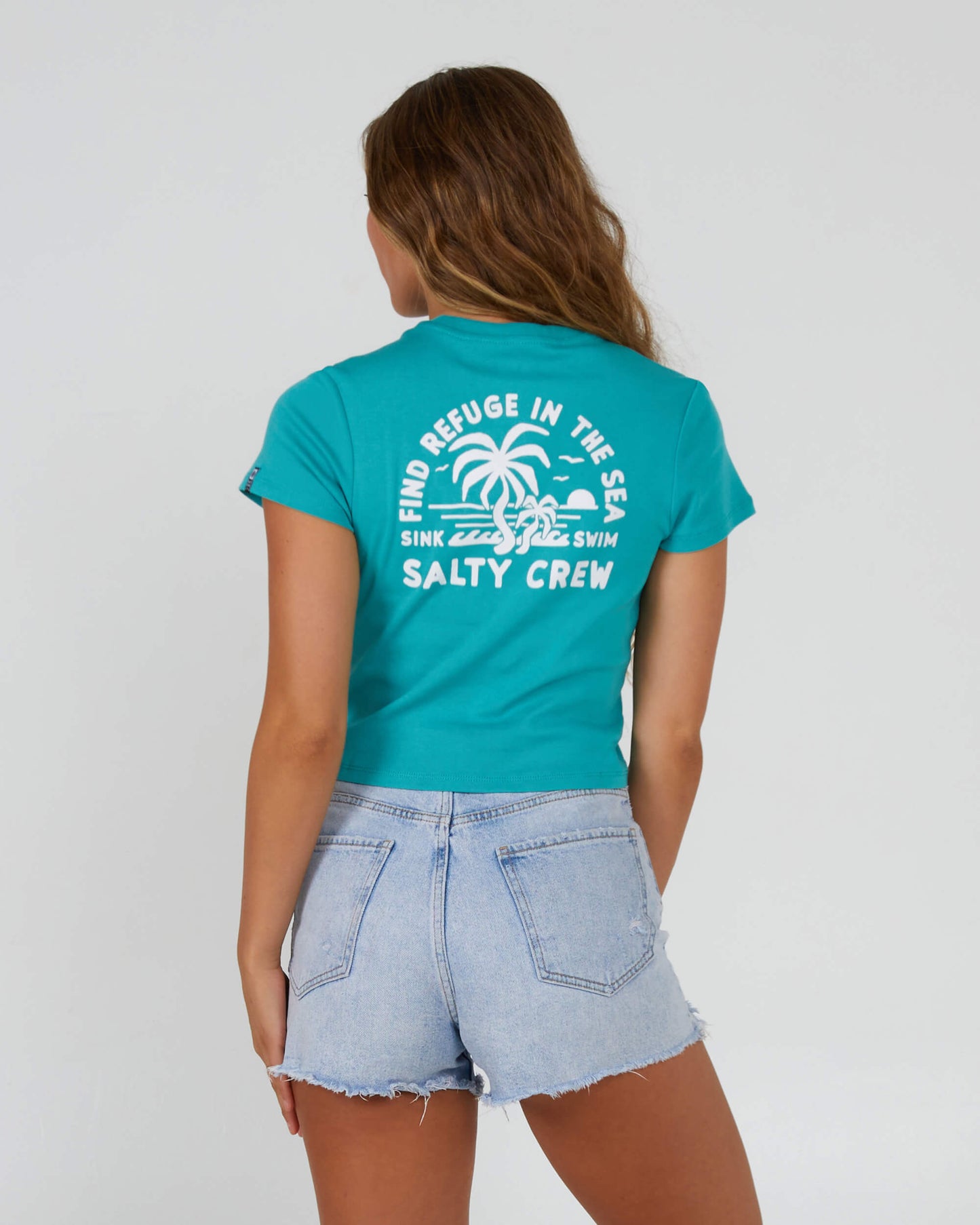 Salty Crew Donna - Good Times Baby Tee - Verde mare