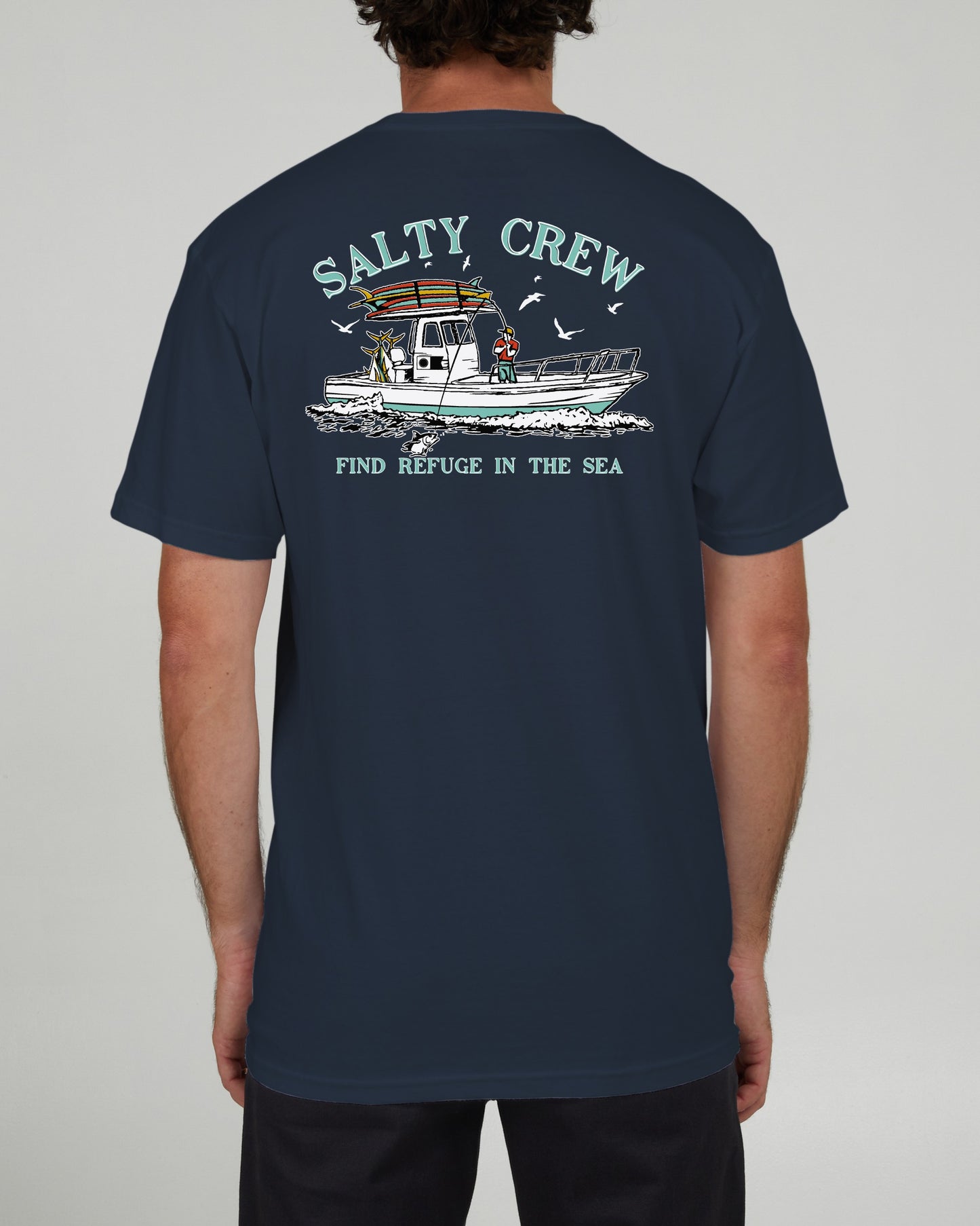 Salty Crew Heren - Vis op klassiek S/S Tee - Navy