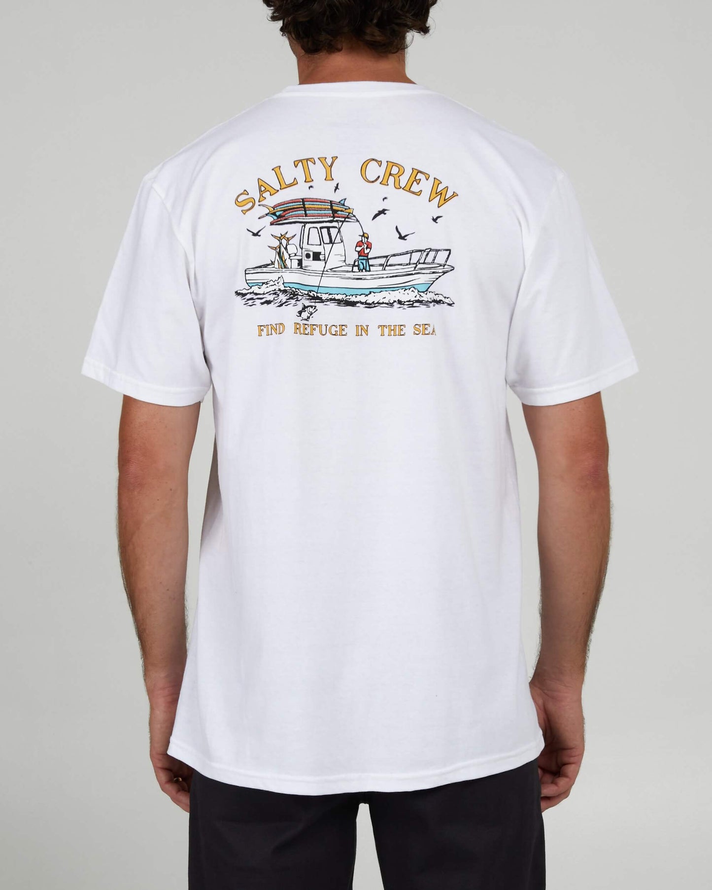 Salty Crew Heren - Vis op klassiek S/S Tee - White