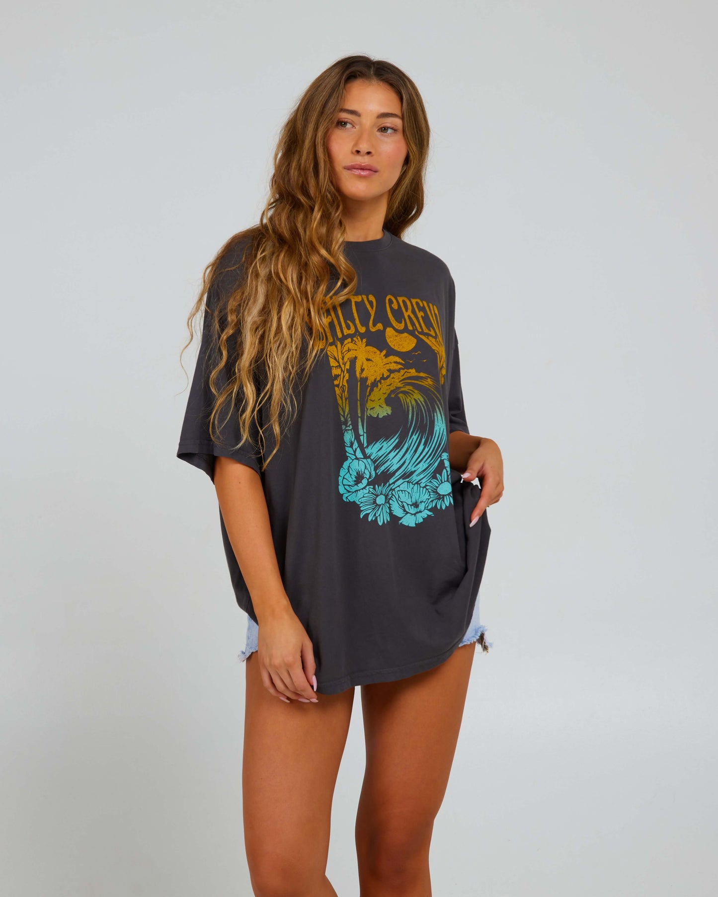 Salty Crew Donna - Copricostume Big Wave Tee - Charcoal