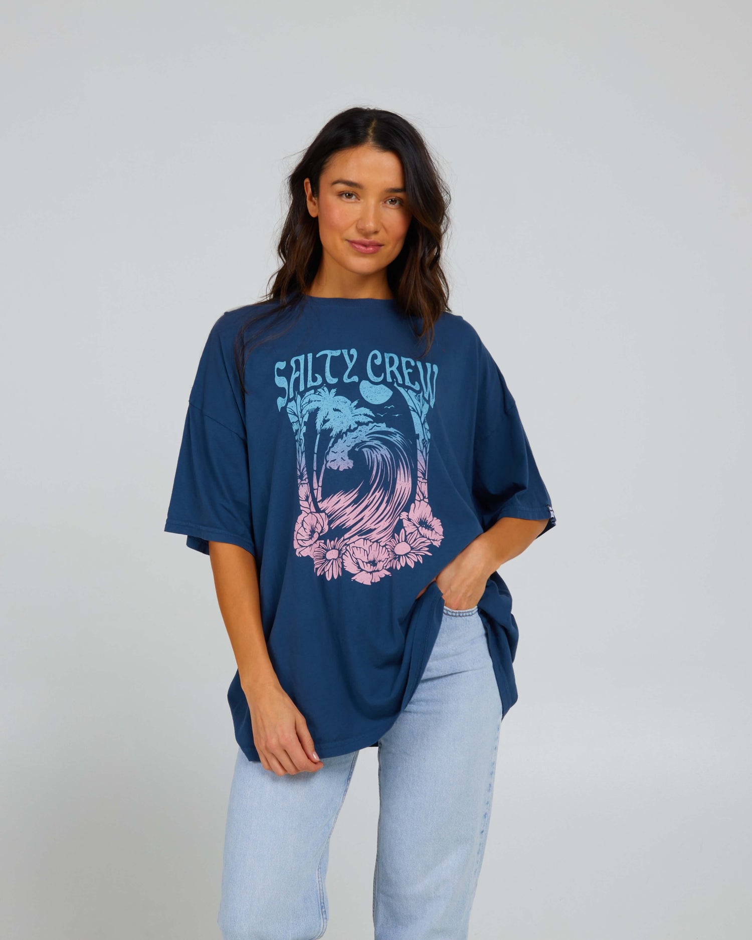 Salty Crew Dames - Big Wave Overtrek Tee - Denim