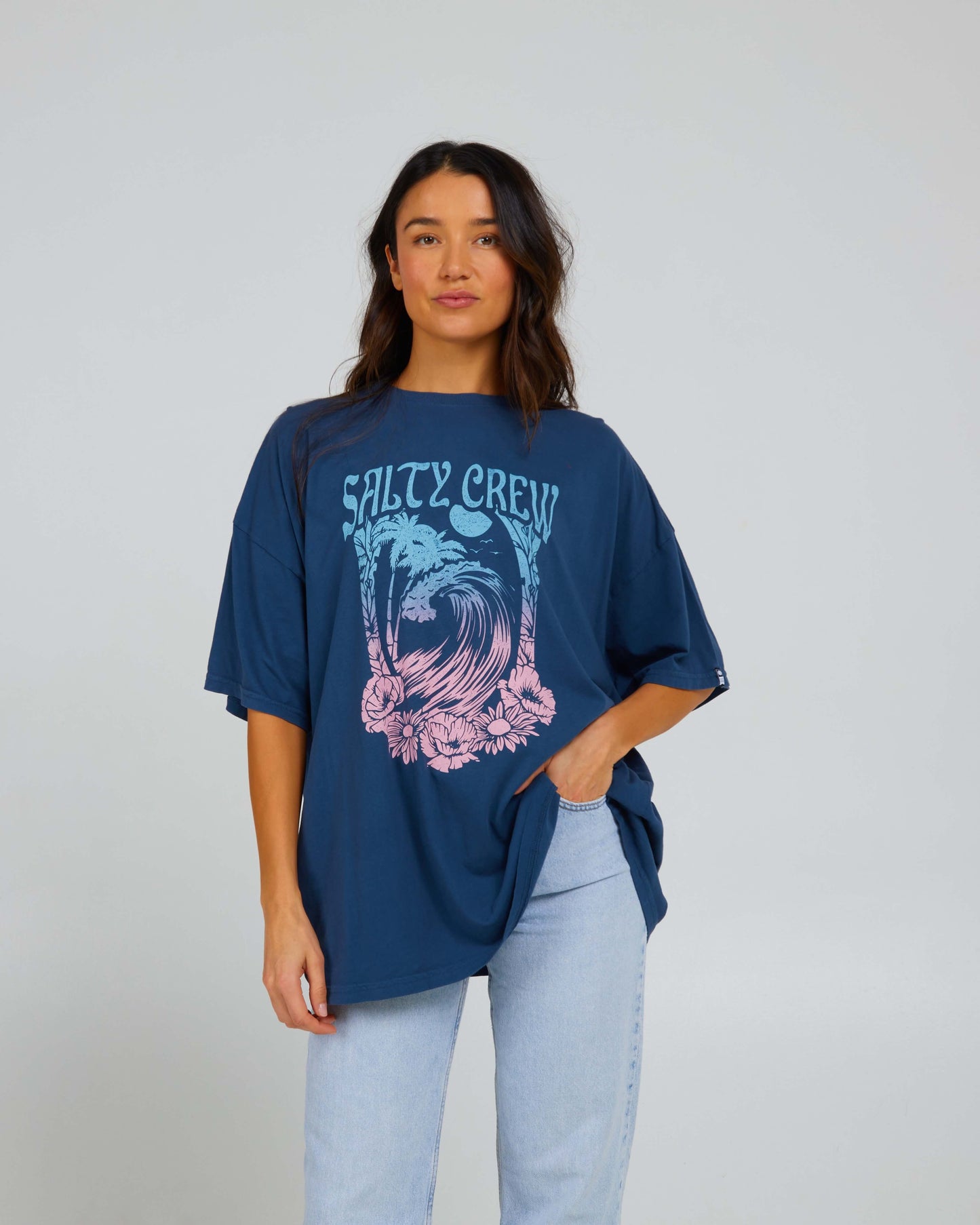 Salty Crew Dames - Big Wave Overtrek Tee - Denim