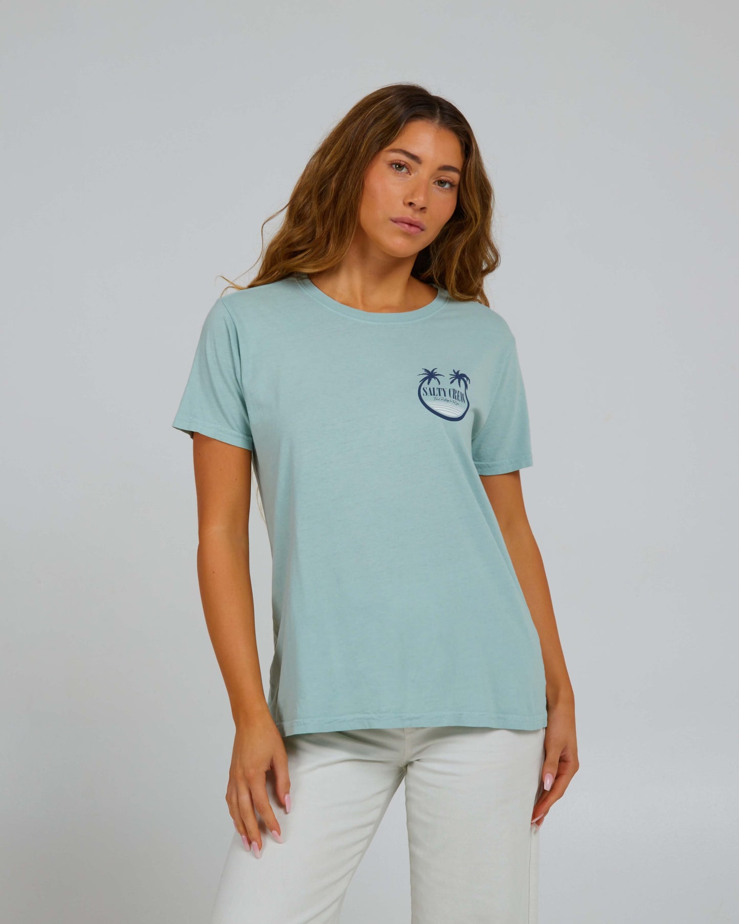 Salty Crew Vrouwen - Shades Boyfriend Tee - Wolk Blue