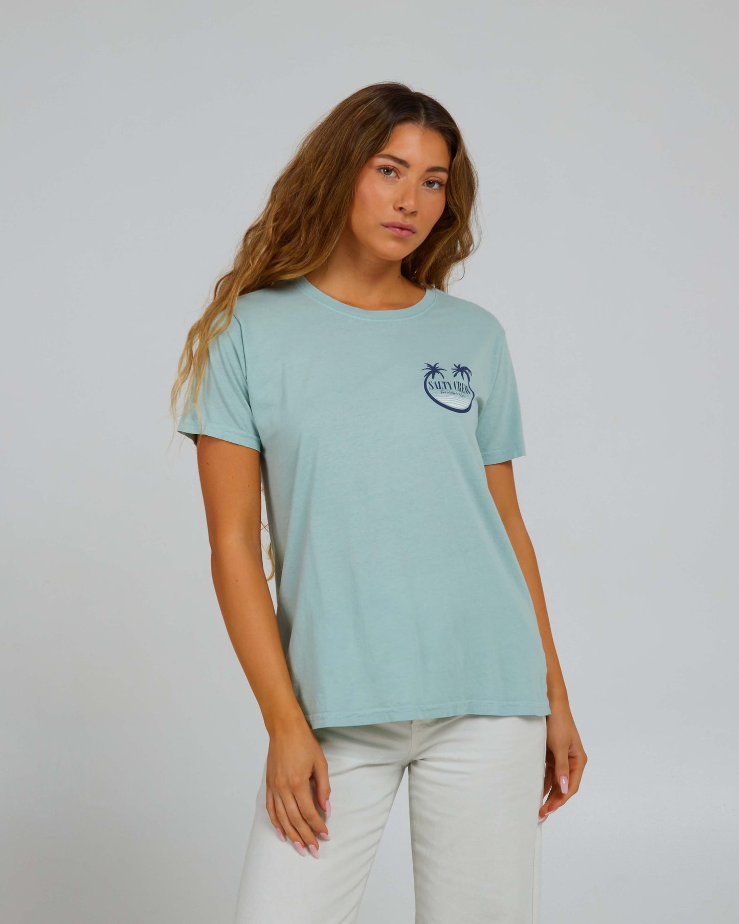 Salty Crew Vrouwen - Shades Boyfriend Tee - Wolk Blue