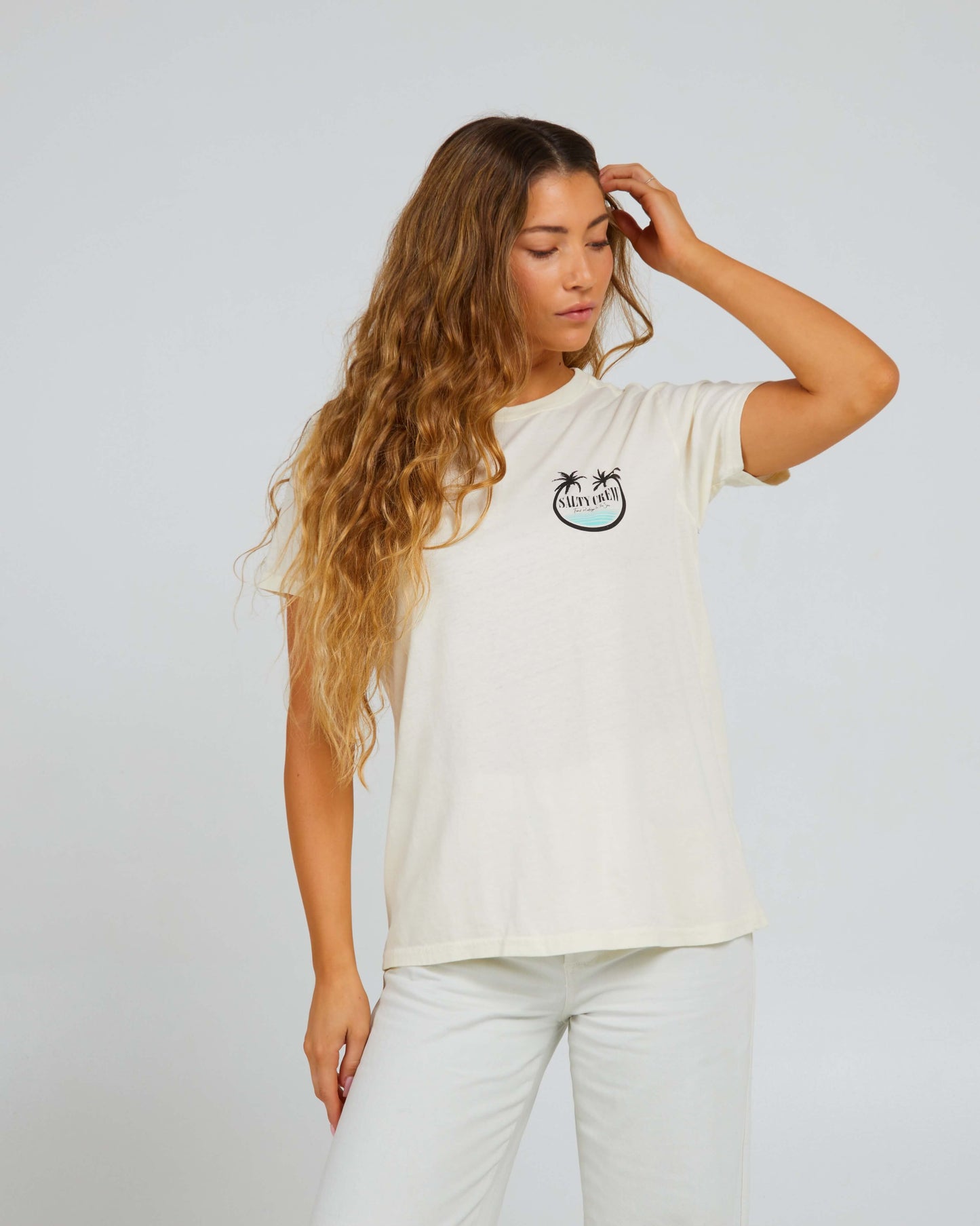 Salty Crew Mulheres - Shades Boyfriend Tee - Fora de moda White