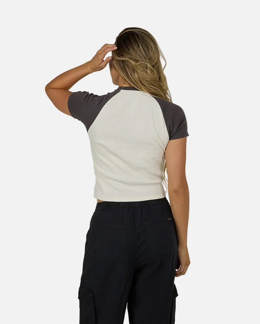 Tailgate Raglan Baby Tee - Charcoal