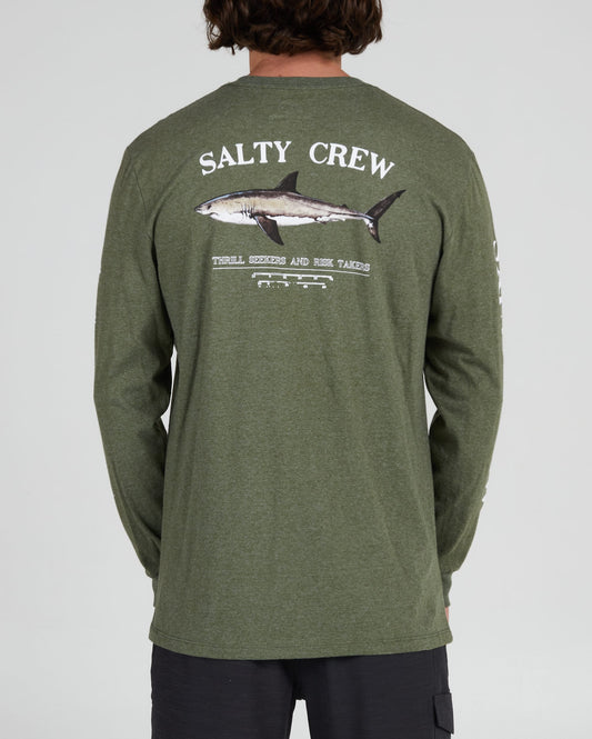 Salty crew T-SHIRTS L/S Bruce L/S Tee - FOREST HEATHER  em FOREST HEATHER