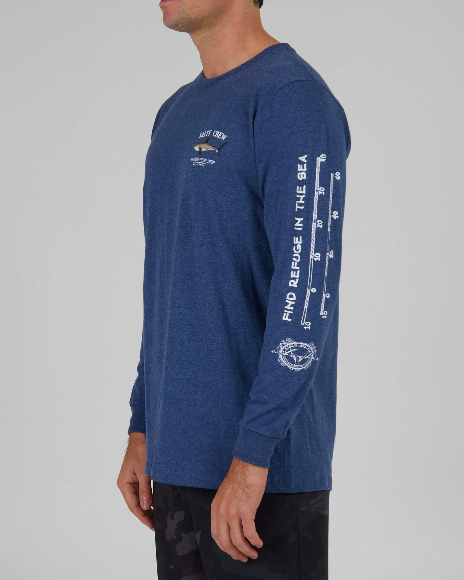 Salty crew T-SHIRTS L/S Bruce L/S Tee - Navy Heather in Navy Heather