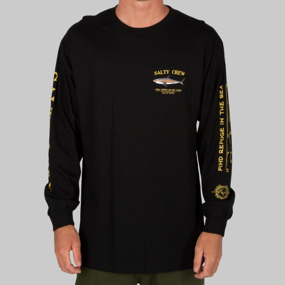Salty Crew Maglietta Donna Bruce Boyfriend, Nero, Taglia L, Jersey Morbido Vintage, Vestibilità Oversize, Stampa Serigrafica