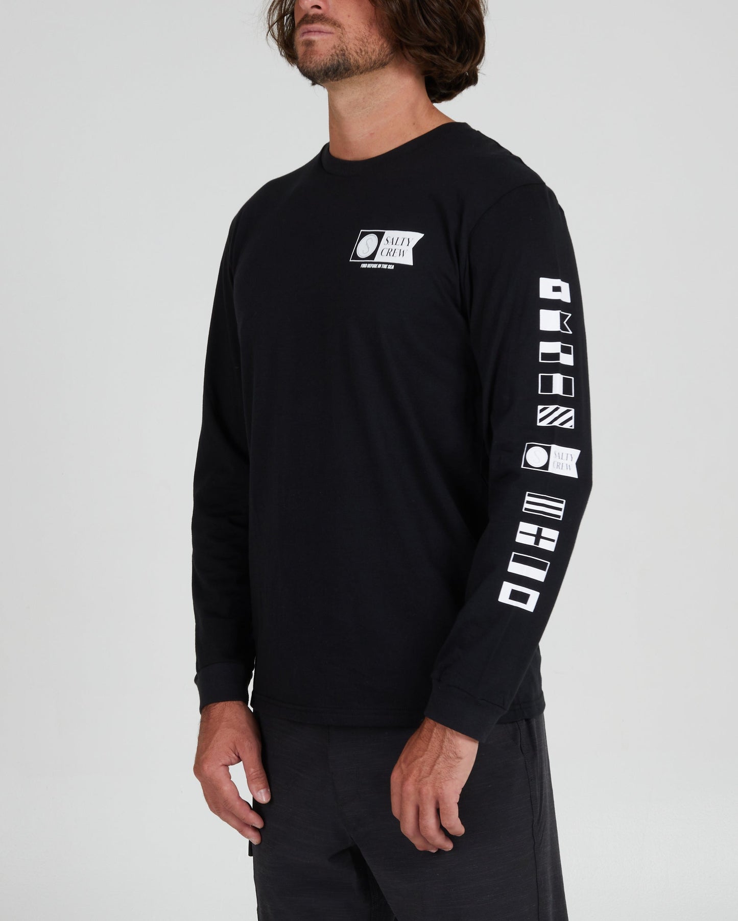 front angled Alpha Black L/S Premium Tee