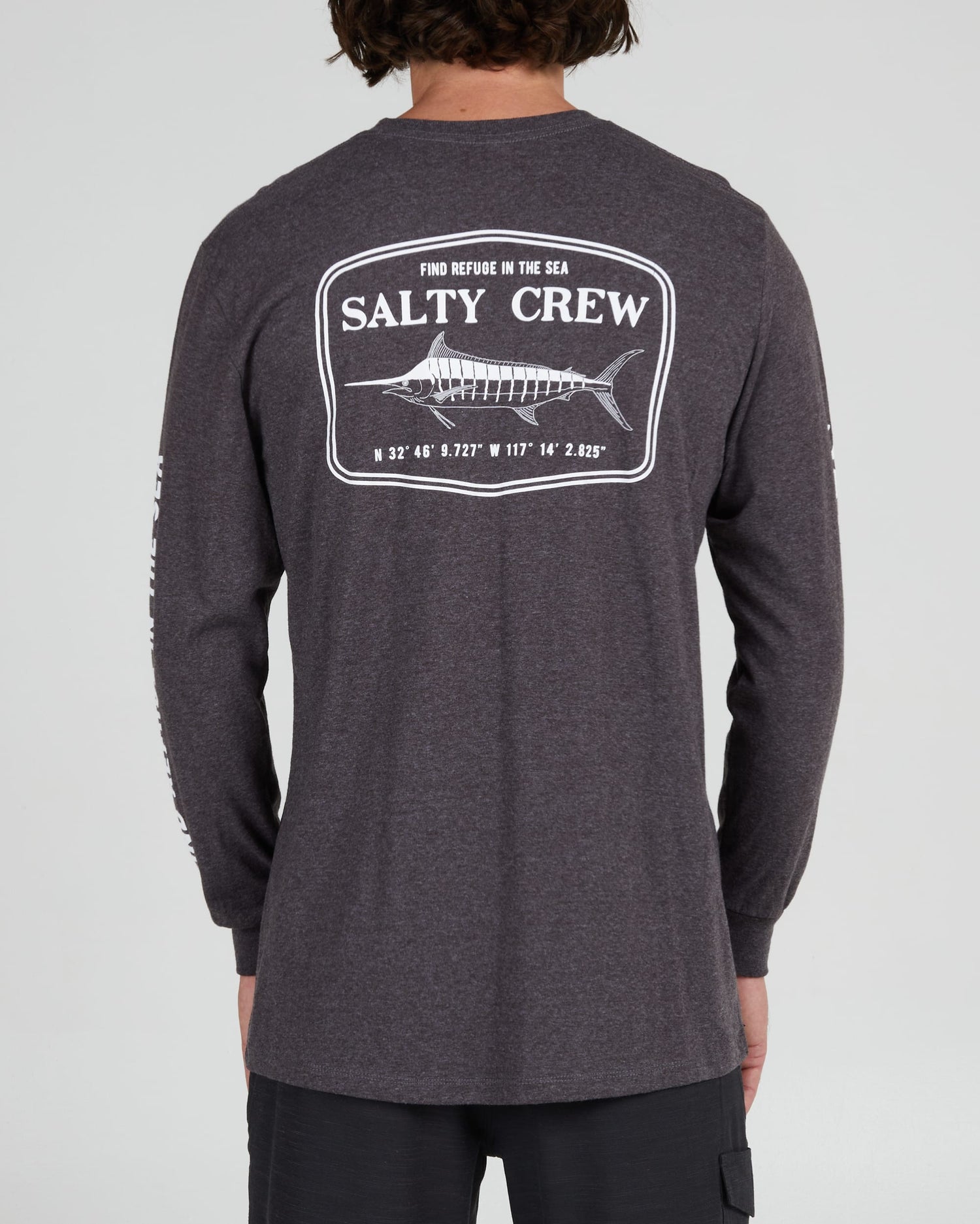 Salty crew T-SHIRTS L/S STEALTH STANDARD L/S TEE - CHARCOAL HEATHER in CHARCOAL HEATHER