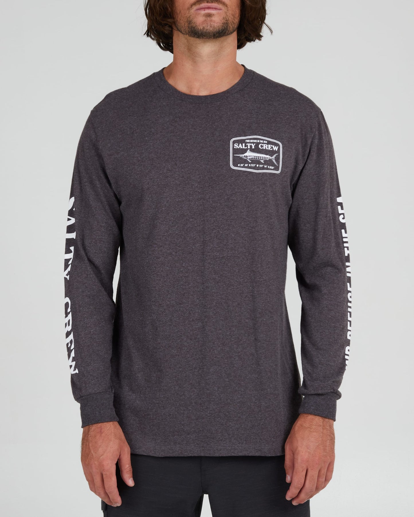 Salty crew T-HIRTS L/S STEALTH STANDAARD L/S TEE - CHARCOAL HEATHER  in CHARCOAL HEATHER